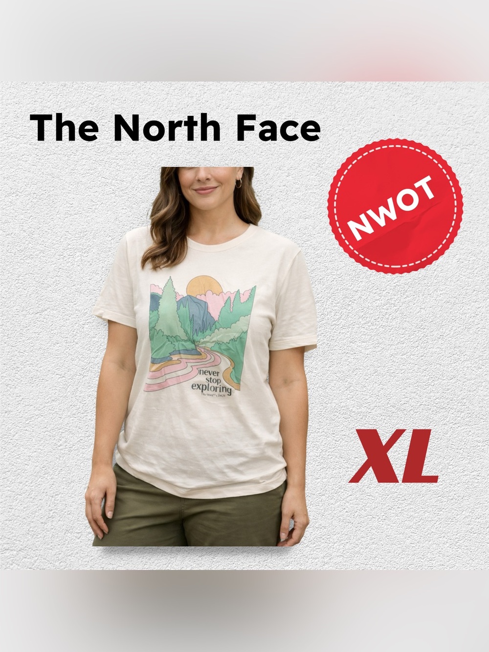 🇺🇸🆕NWOT THE NORTH FACE | XL | Neutral tones Outdoor style Graphic Tee**